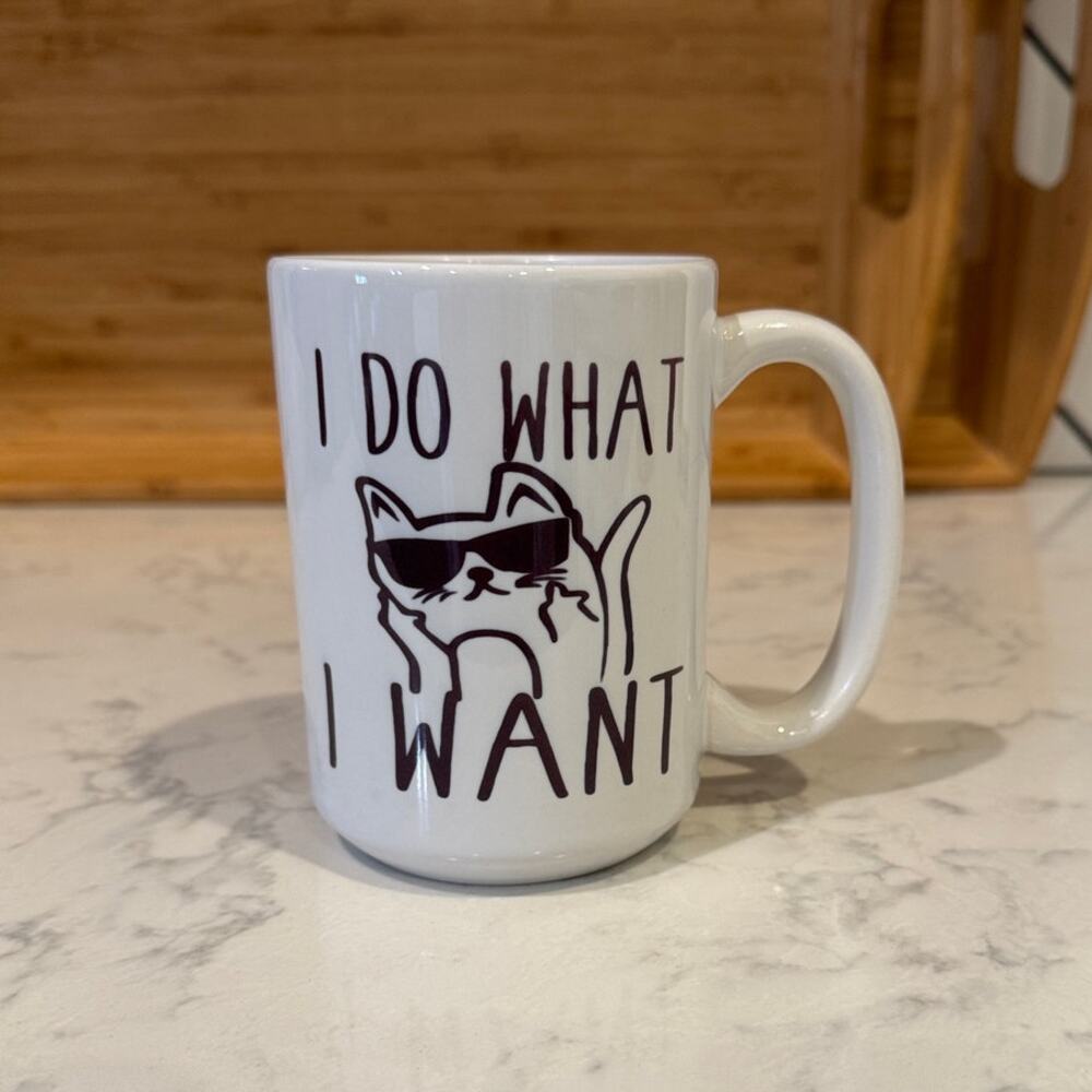 I Do What I Want mug cool cat wearing sunglasses  giving a middle finger